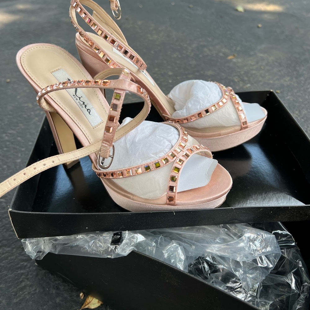Satin pink prom sandals